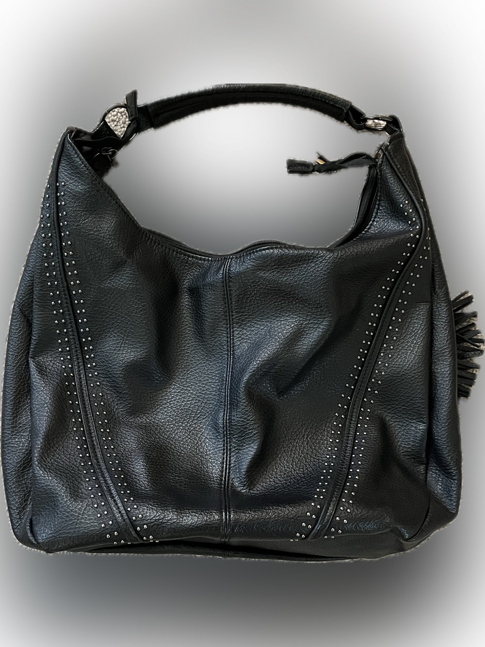 Black Studded Hobo Bag - Fashionable Everyday Carry